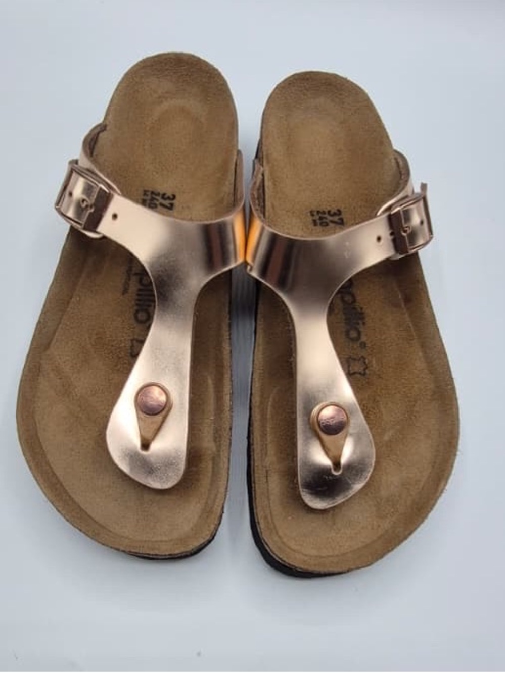 Papillio Metallic Rose Gold T-Strap Sandals